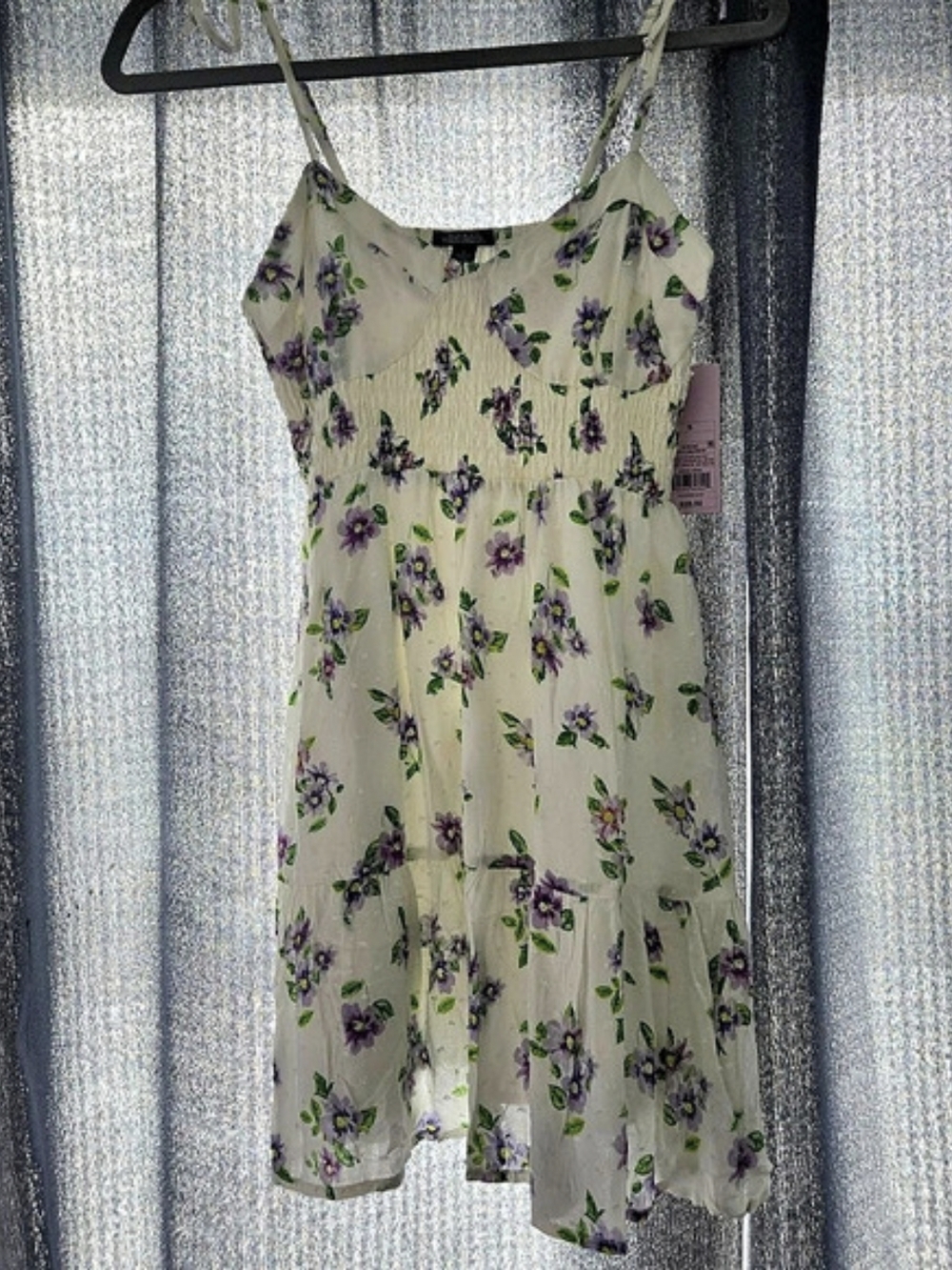 Wild Fable White and Purple Floral Smocked Cami Dress NWT